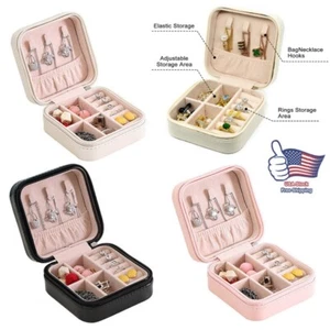Portable Travel Jewelry Box Leather Ring Organizer Case Storage Girls Women Gift - Picture 1 of 15