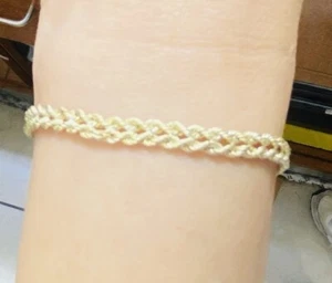 14K Hollow Yellow Gold Two Line Rope Link Bracelet 2.55GM 6++Inches - Picture 1 of 9