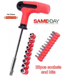 Professional High Quality T Screwdriver Handle With 25Pcs Sockets And Bits Set - Picture 1 of 7