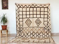Authentic Moroccan Rug, Cream u0026 Black Diamond Patterns.bohemian Rug, Woven  Wool.