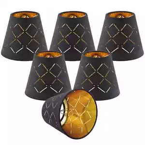 Small lamp shades Set of 6chandelier shades 3" X 6" X 5" black linen fabricmi... - Picture 1 of 8
