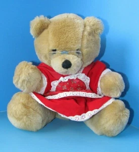 VINTAGE 1986 Dakin Mrs Claus Christmas Teddy Bear Made in Korea 12" L@@K - Imagen 1 de 3