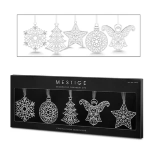 Mestige Decorative Christmas Ornaments With Swarsvoki Crystals 5 Pack in Silver - Picture 1 of 8