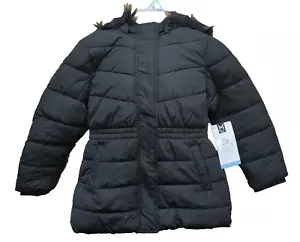 Members Mark Kids Small (6/6X) Puffer Jacket Black Removable Hood - Picture 1 of 11
