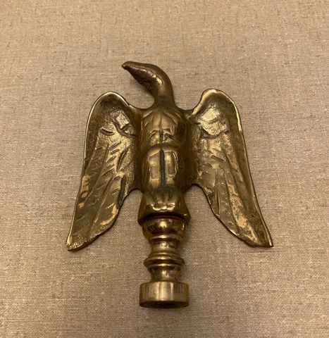 Vintage Solid Brass American Eagle Finial Flagpole Topper Clock 3 1/2" T,3 1/4"W Cover