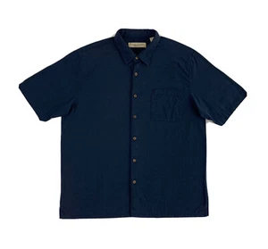 Camisa de seda Island Republic XL azul manga corta hawaiana con botones - Imagen 1 de 12