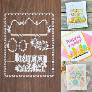Happy Easter Scallop Background w Eggs & Flowers Cutting & Embossing Dies - Picture 1 of 17