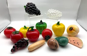 Lot of 15 Various Murano Style Handblown Fruit & Vegetable Paperweights - Picture 1 of 11