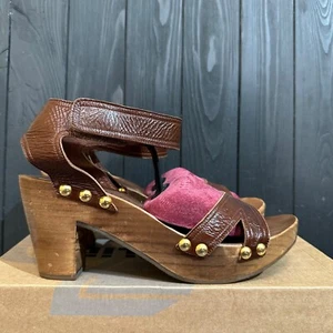 PEDRO GARCIA WEDGE Women's Leather Sandals Size 40 - Picture 1 of 15