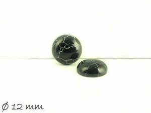 2 Stk. Türkis schwarz Cabochons zum Einkleben in Fassungen, Ø 12 mm - Picture 1 of 1