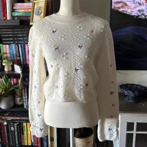 Maglione pullover Zara taglia small bianco ricamo floreale - Foto 1 di 6
