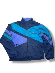 Chaqueta cortavientos vintage Ellesse L azul púrpura años 80 90 colorblock retro nailon - Imagen 1 de 14