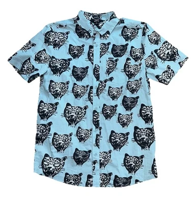 Volcom Outer Banks Shirt Mens L Large Blue Button Up OBX Cat Leopard - Image 1 of 4