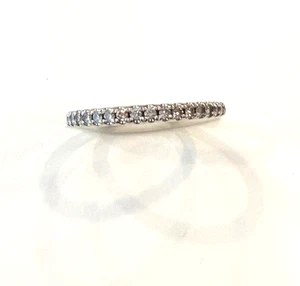 14k White Gold Half Eternity Diamonds Wedding Band Ring Size 6.75 - Picture 1 of 9