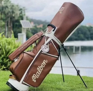 NUEVO Bolso Caddie de Golf Malbon Marrón con 2 Fundas para Capucha Japón B702 Cuero 5 Vías - Imagen 1 de 10