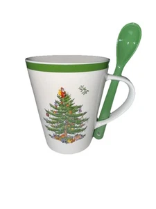 Spode Christmas Tree Mug and Spoon Set 14 Fl Oz New/Never Used - Picture 1 of 6