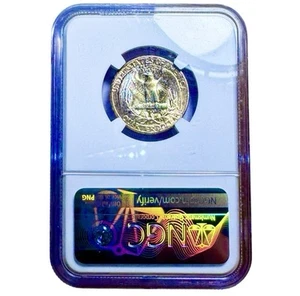 1956 Multi Color Toning Washington Quarter Graded NGC MS 67 W/ Flashy Eye Appeal - Picture 1 of 2