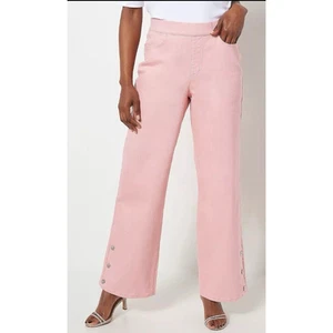 Isaac Mizrahi Live! Jeans Reg de pierna ancha rosa descarado talla 2 - Imagen 1 de 8