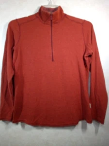 Woolrich Pullover Women M Coral Burgundy Houndstooth 1/2 Zip Mock Long Sleeve - Picture 1 of 14