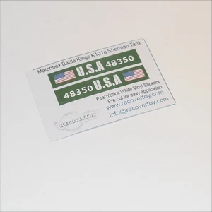 Matchbox Lesney King Size K101a Battle Kings Sherman Tank Stickers - Picture 1 of 3