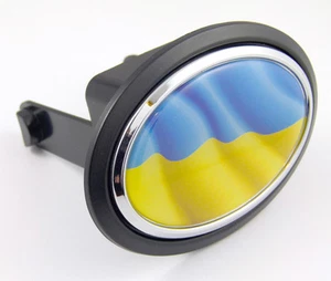 Ukraine Ukrainian Flag Hitch Cover cap 2" receiver black with chrome & dome - Imagen 1 de 4