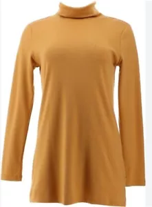 Denim & Co. Essentials Verriegelung Schildkrötenhals Tunika Top gold Größe XS - Bild 1 von 4