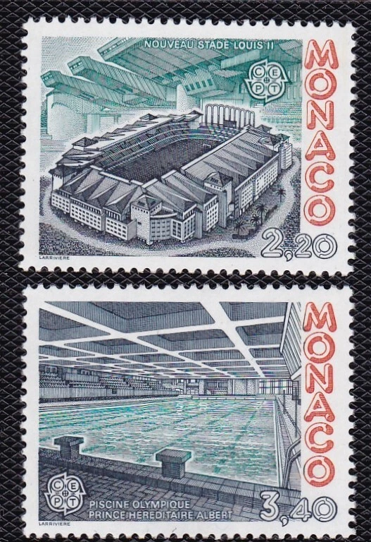 MONACO #1563-1564 MNH LOUIA II STADUM EXTERIOR & INTERIOR (EUROPA 1987) - Image 1 of 1