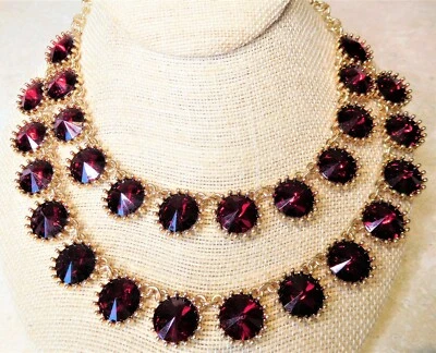 Collar Rivoli Vidrio Rojo Tono Dorado Doble Hilo Capas 30 - 33" N815 Foto 1 de 4