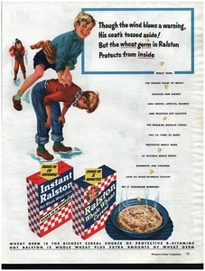 1945 Ralston Vollkorn Müsli Original Druckanzeige ~ Jungen Sprungfrosch - Bild 1 von 1