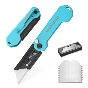 WORKPRO 2PCS Folding Utility Knife Set Quick Change Axis Lock 10PCS Extra Blades - Picture 1 of 9
