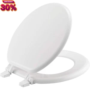 NEU Runde geschlossene Front Emailliertes Holz WC-Sitz in Weiß Robust & Holzoptik - Bild 1 von 11