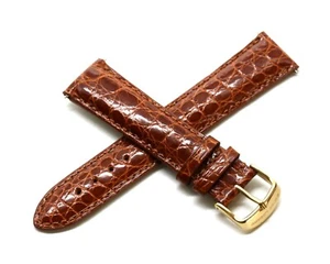 Rotary 21 mm Echt Alligator Leder Uhrenarmband Armband BRAUN Gold Stahl Schließe - Bild 1 von 5