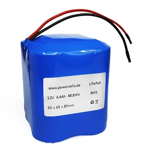 12V 6,4Ah LiFePO4 Akku Lithium Batterie mit BMS Zyklen Boot RV Solar Wohnmobil - Bild 1 von 1