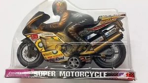 Spielzeug - Motorradfahrer mit Schwungrad - gold --Kunststoff NEU / OVP - Bild 1 von 4