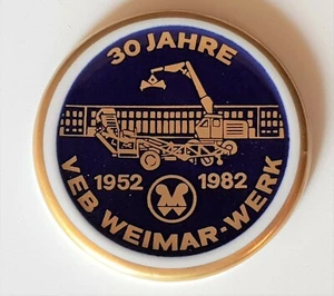 Porzellan Medaille VEB Weimar Werk Kombinat Fortschritt Landmaschinen 1982 DDR - Bild 1 von 6
