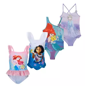 Girls Disney Princesses One Piece Bathing Swimsuit Costume - Picture 1 of 14