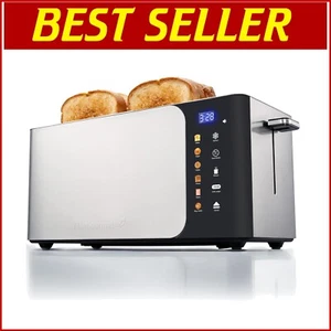 Long Slot 4-Slice Digital Toaster, 1.5" Wide Slots, Defrost & Reheat Functions - Picture 1 of 9