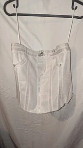 Zara Silver & White Metallic Strapless Denim Bandeau Top Bustier SIZE Xl BNWT - Picture 1 of 6