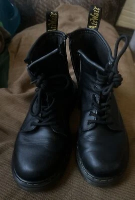 Dr Martens Youth Boots Size 3 Black Delaney Side Zip Doc Air Wair EUC — 第 1/4 张图片