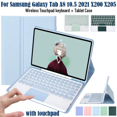 Touchpad Keyboard Smart Cover Case For Samsung Galaxy Tab A8 10.5 2021 X200 X205 - Image 1 of 4