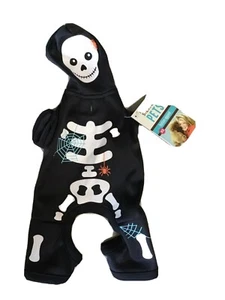 "MARTHA STEWART HALLOWEEN Negro "ESQUELETO"" Brillo-La Oscuridad Cachorro/Perro XS/XXS - Imagen 1 de 2