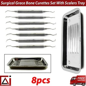 Rimozione Calcolo Curette Ossa Gracey Chirurgiche Parodontali con Vassoio Scaler 8pz - Foto 1 di 10