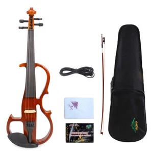  Advanced Electric Silent Violin Sweet Tone 4/4 Free Case Bow Brown #EV8 - Picture 1 of 9