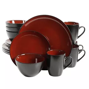 Gibson Soho Lounge Round 16-Piece Dinnerware Set - Red - Picture 1 of 6