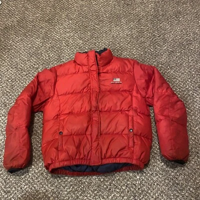 VINTAGE Polo Jeans Co Ralph Lauren Jacket Bomber Styler Medium Red Puffer Down - Image 1 of 4