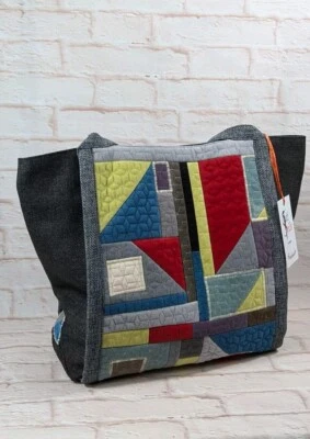 Quilted Shopper Bag, Coloured Art Patchwork Bag, Shoulder Bag,Handmade Tote Bag - Image 1 of 4