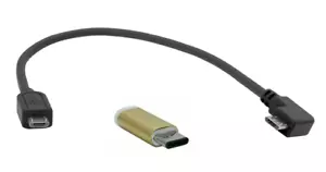 USB-C Micro-USB Adapter (M/F) + 0,2m micro USB Kabel(Stecker-90° Winkelstecker) - Bild 1 von 1