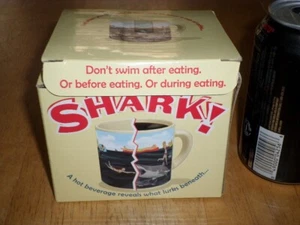 "SHARKS !", HEAT CHANGING IMAGE LOGO, Ceramic Coffee Cup, [NIB], Vintage - Bild 1 von 16