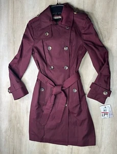 NWT London Fog Collection Womens Coat Burgundy M Double breasted - Picture 1 of 6