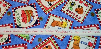 Fabric Michelle Worthen Apple Farm Cotton Fabric Robert Kaufman 43” X 2 Yard Vtg - Image 1 of 2